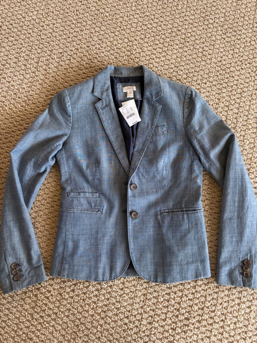 J. Crew Chambray Cotton Blazer 00